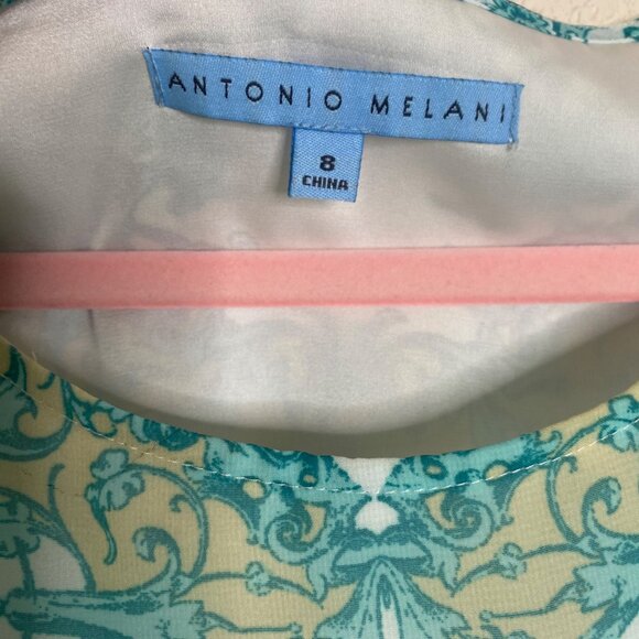Antonio Melani Womens Dress Size 8 Blue & Beige Baroque Print Polyester - Picture 2 of 10
